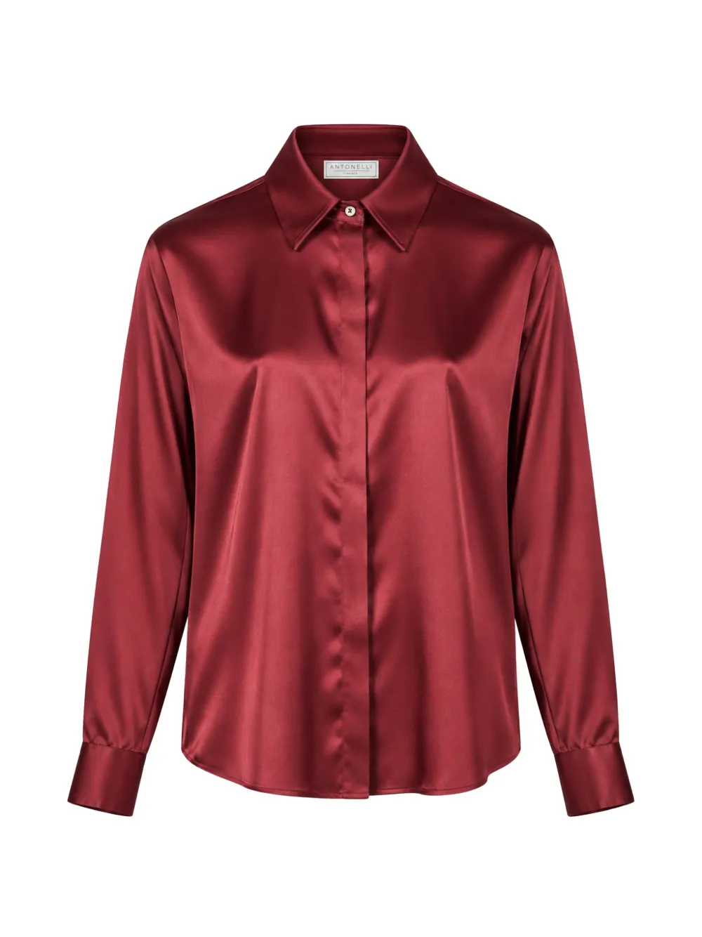 Antonelli Chisone Satin-finish Long-sleeve Shirt In Red