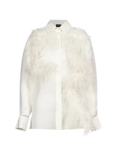 Antonelli feather-trim sheer shirt