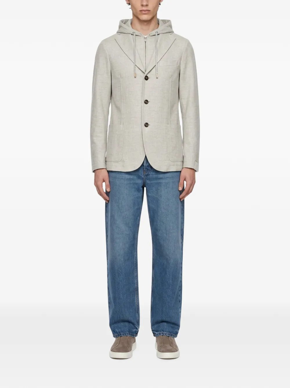 Eleventy layered-effect hooded blazer Grijs