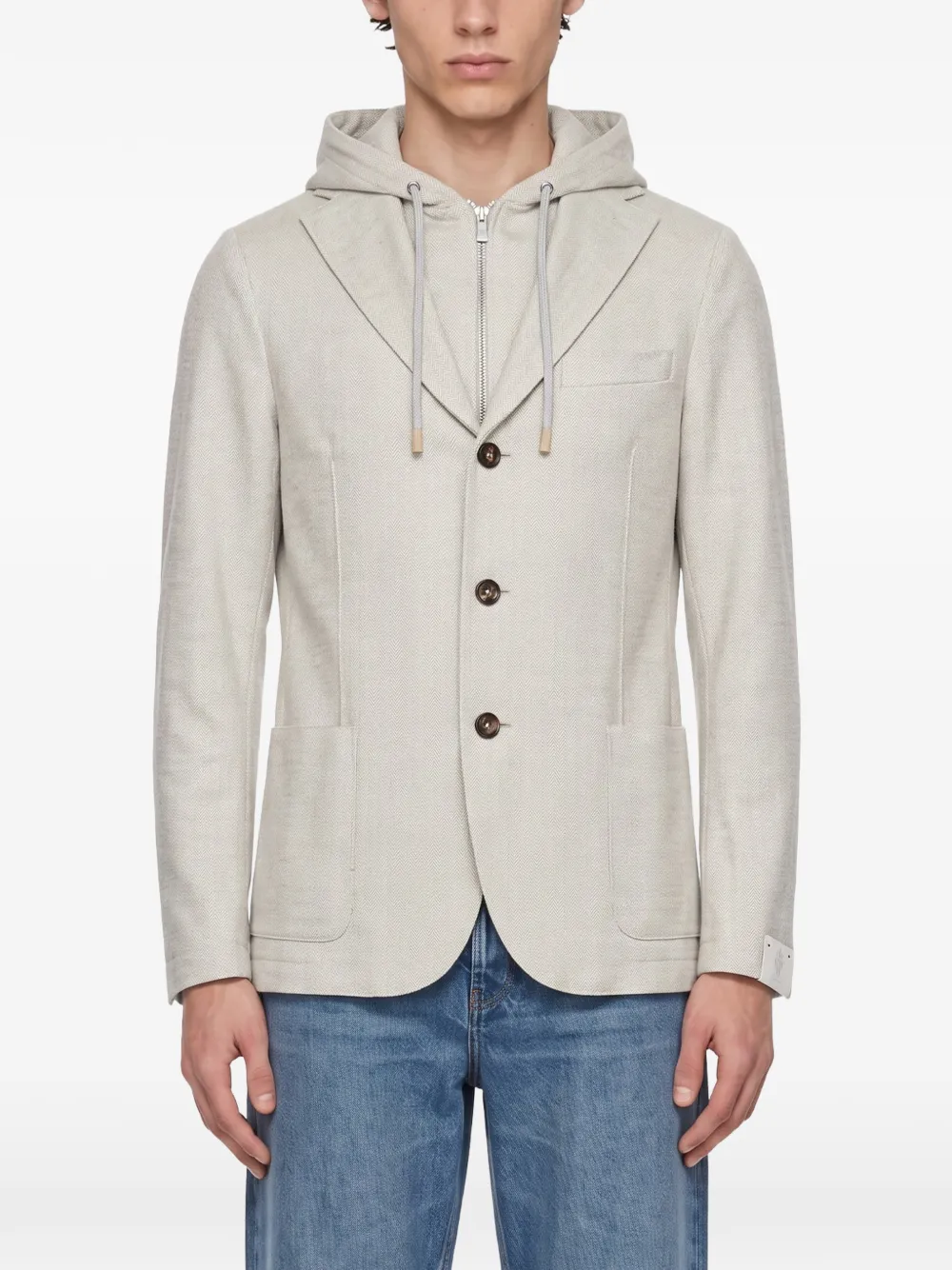 Eleventy layered-effect hooded blazer Grijs