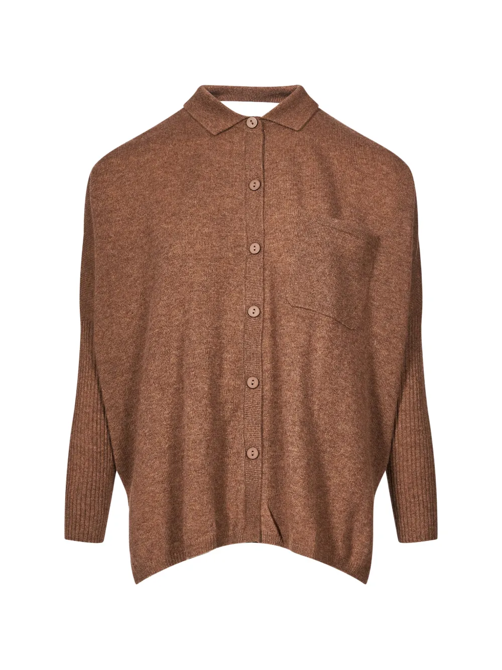Gotha Andrea Button-down Chest-pocket Sweater In Brown