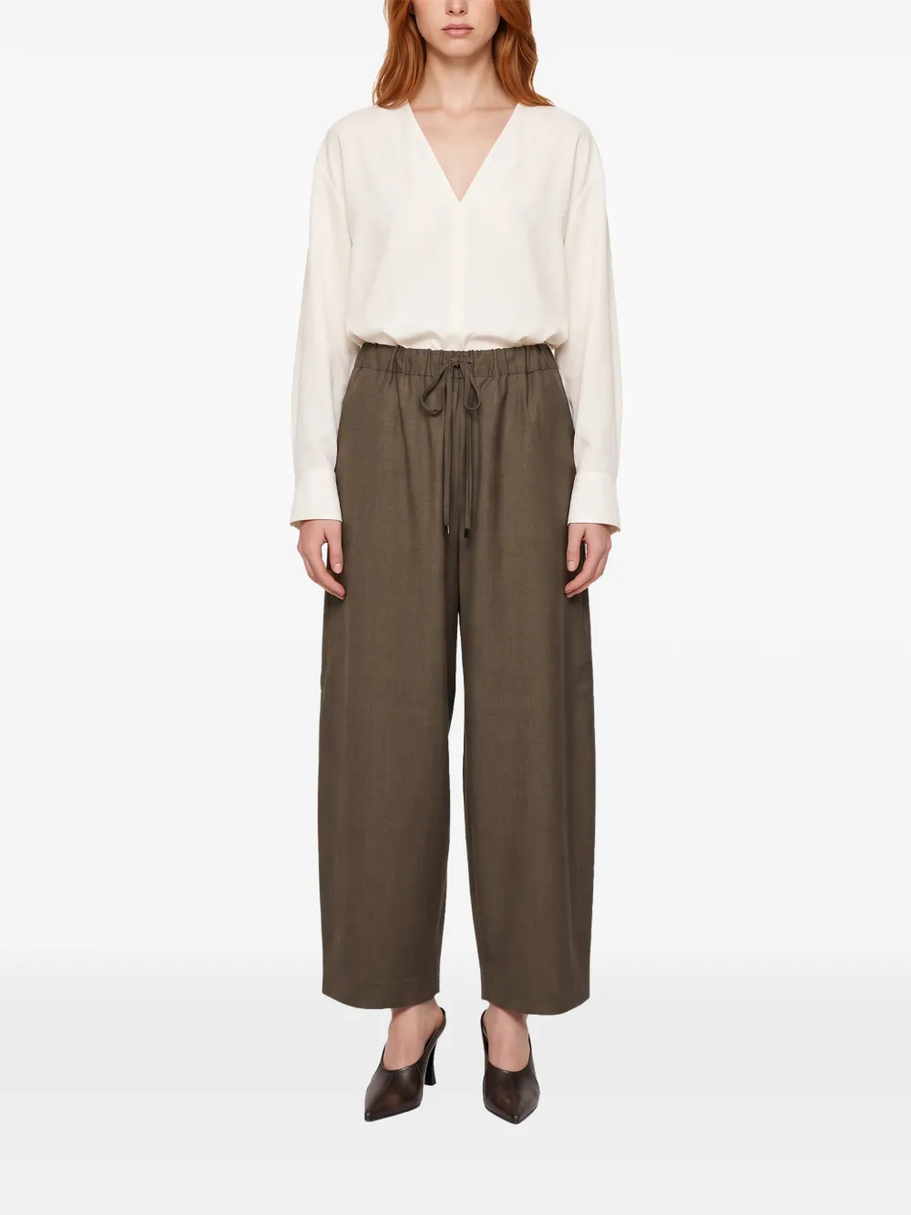 Antonelli drawstring wide-leg trousers Groen