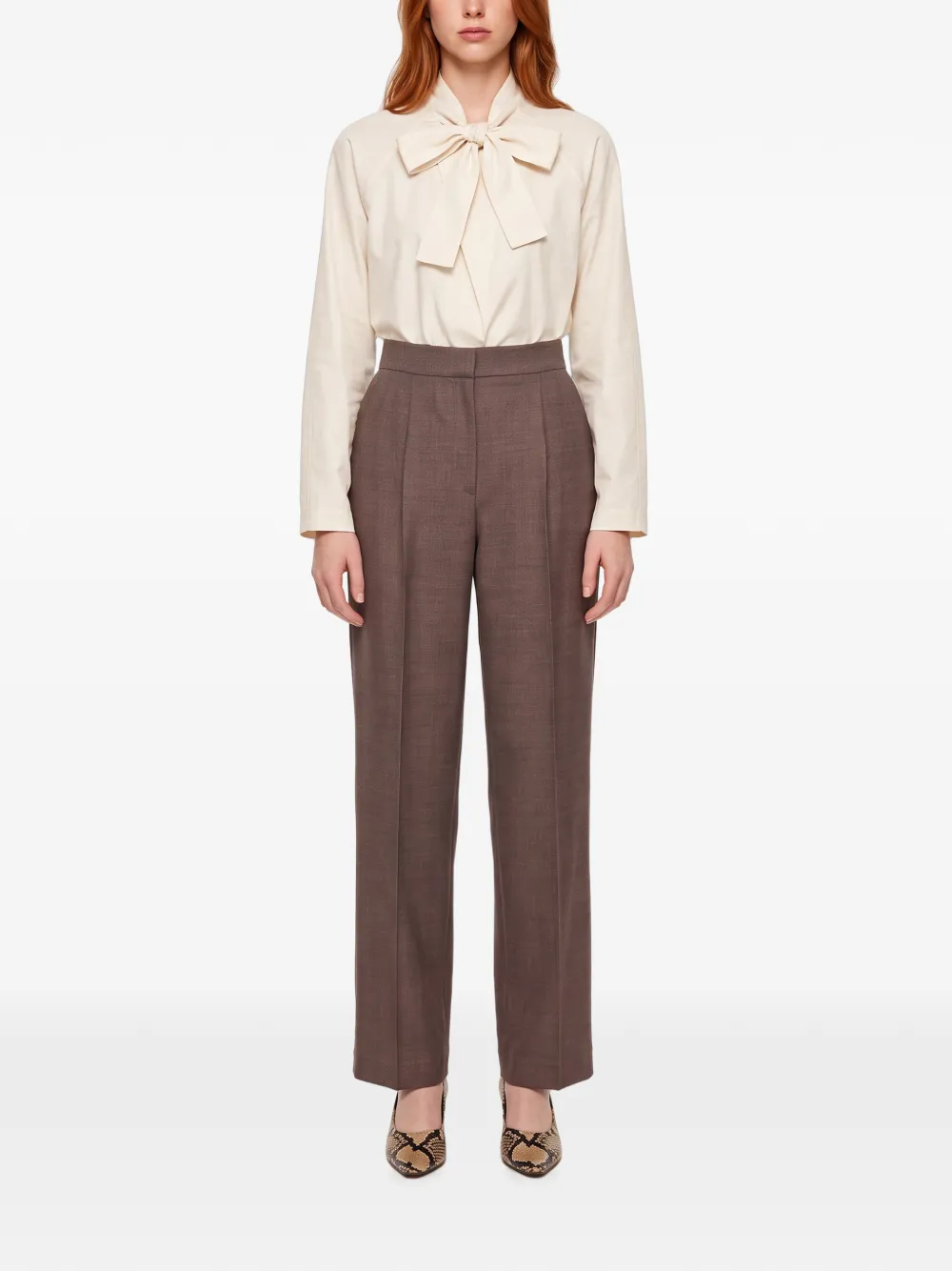 Antonelli Silvio pleated straight-leg trousers Bruin