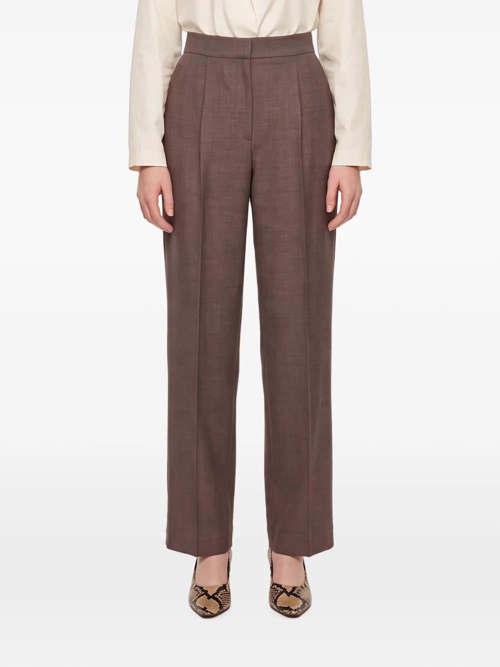Antonelli Silvio pleated straight-leg trousers Bruin