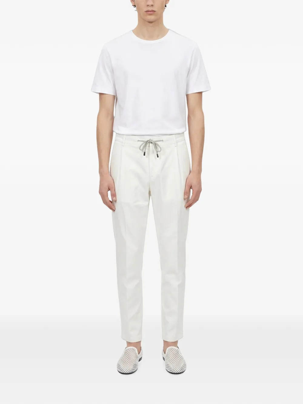 Eleventy drawstring-waist pleated trousers Wit
