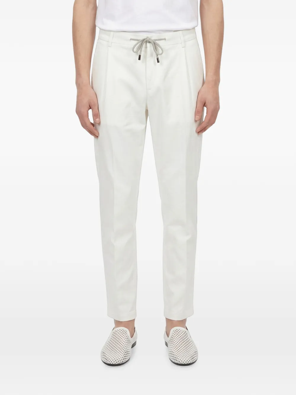 Eleventy drawstring-waist pleated trousers Wit