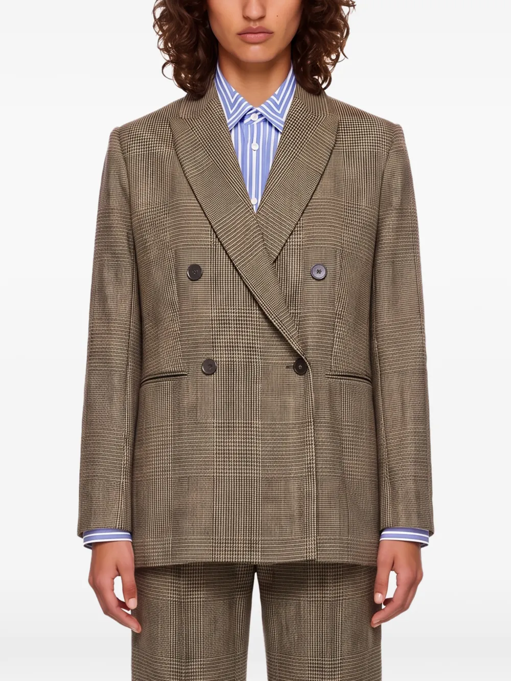 Antonelli Prince of Wales geruite blazer met dubbele rij knopen Bruin