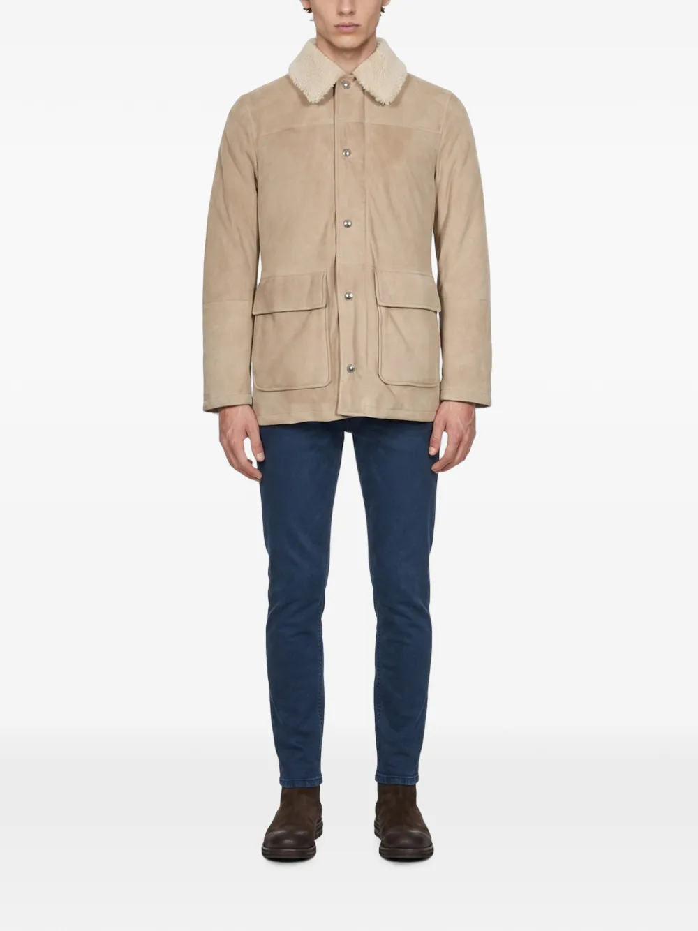 Eleventy Parka met lammy kraag Beige