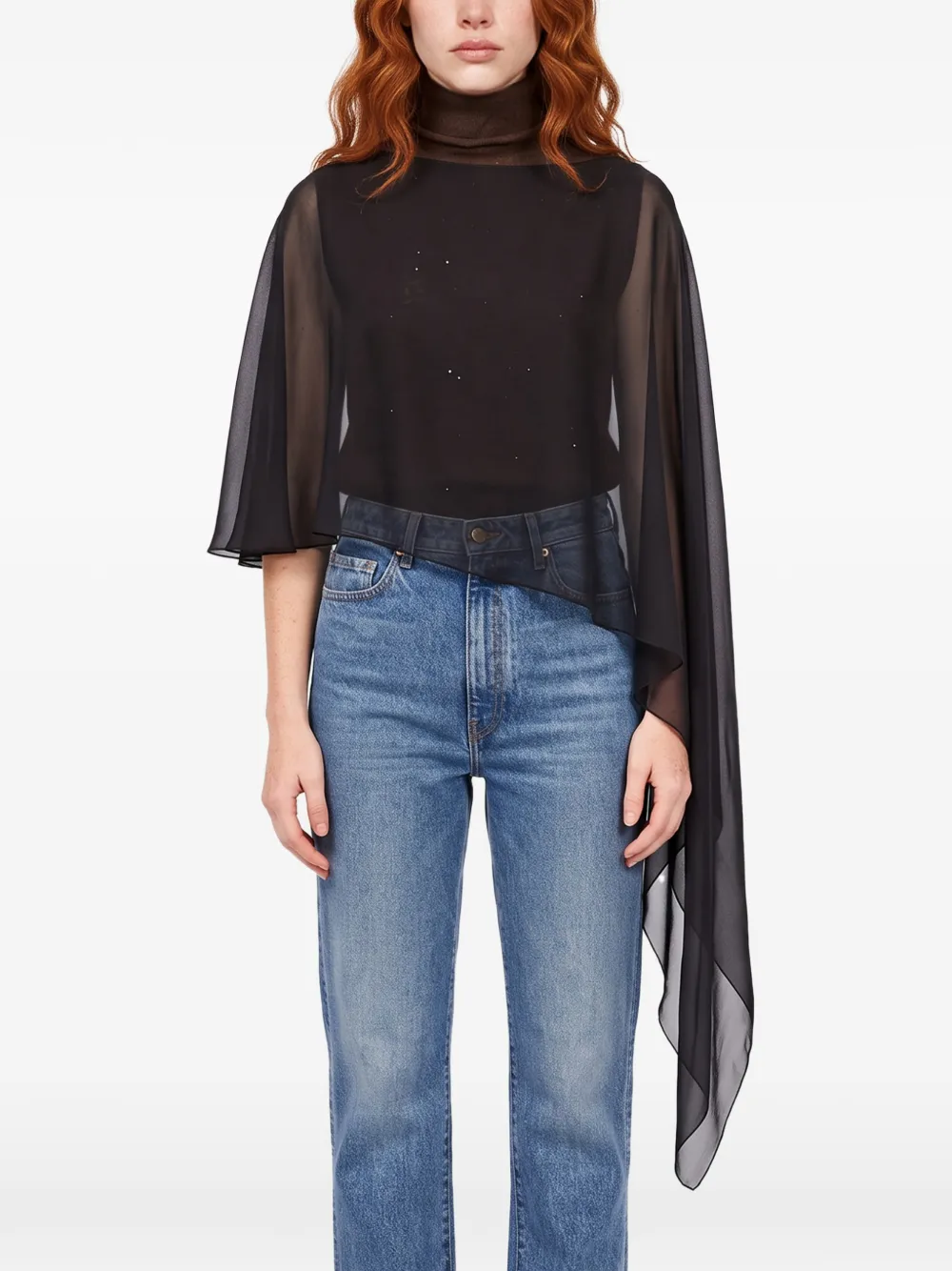Antonelli Melon asymmetric sheer scarf Zwart
