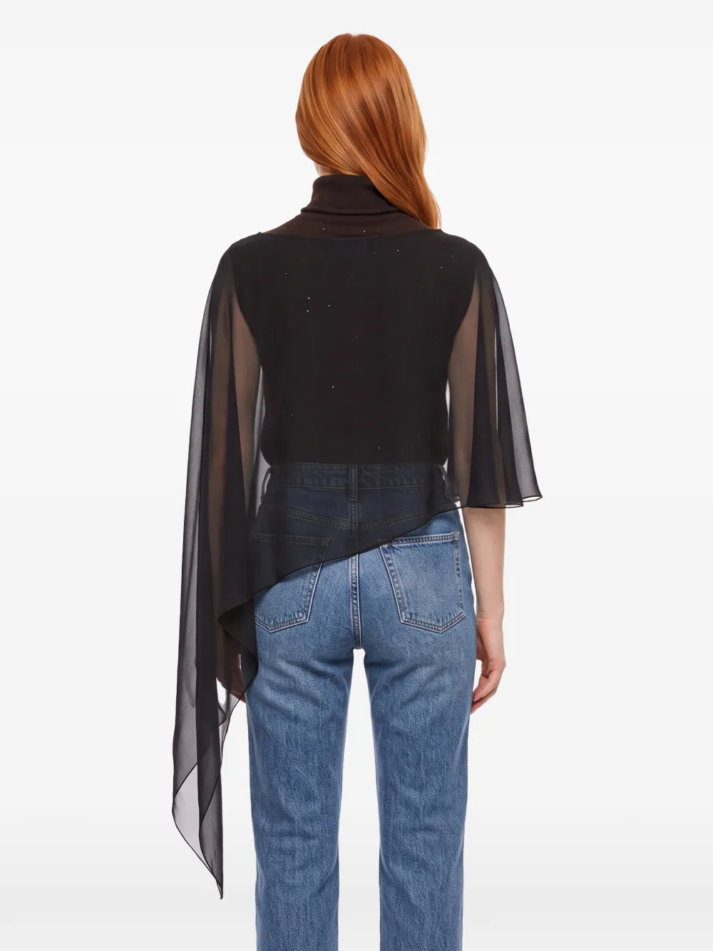 Antonelli Melon asymmetric sheer scarf Zwart