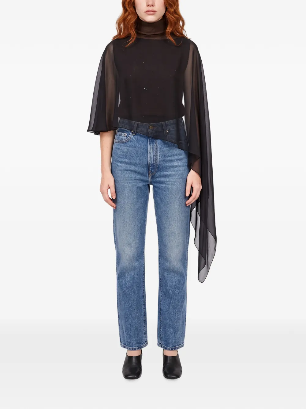 Antonelli Melon asymmetric sheer scarf Zwart