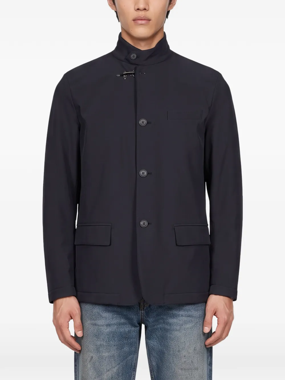 Fay Jack met hoge hals en haaksluiting Blauw