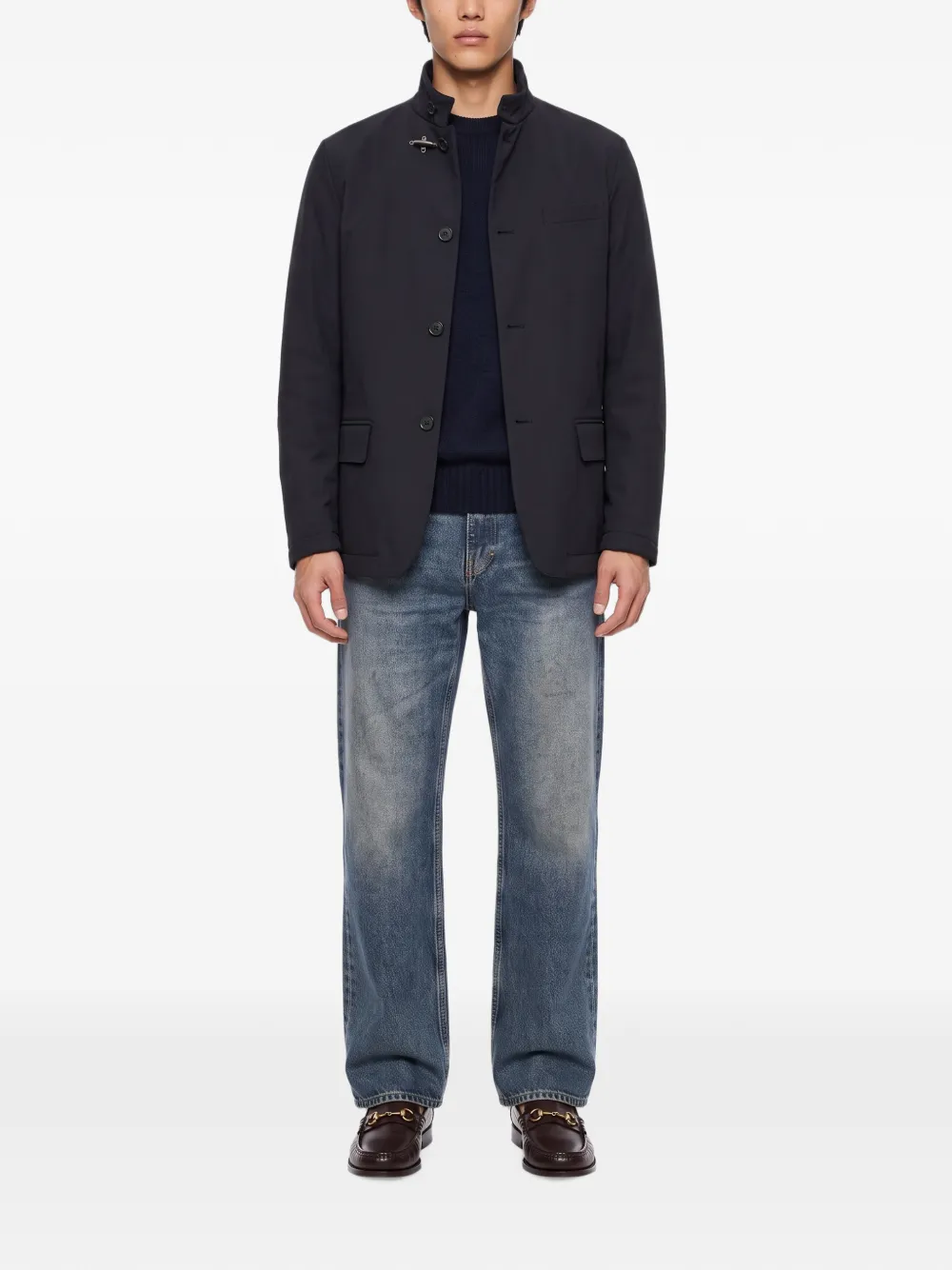Fay Jack met hoge hals en haaksluiting Blauw