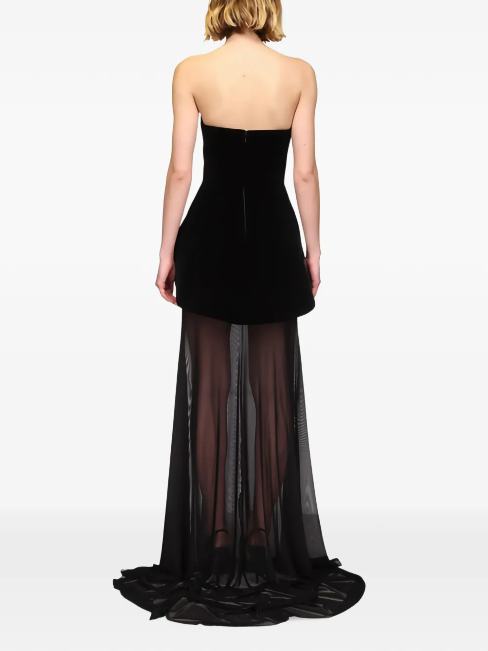 David Koma strapless mesh-skirt maxi dress Zwart