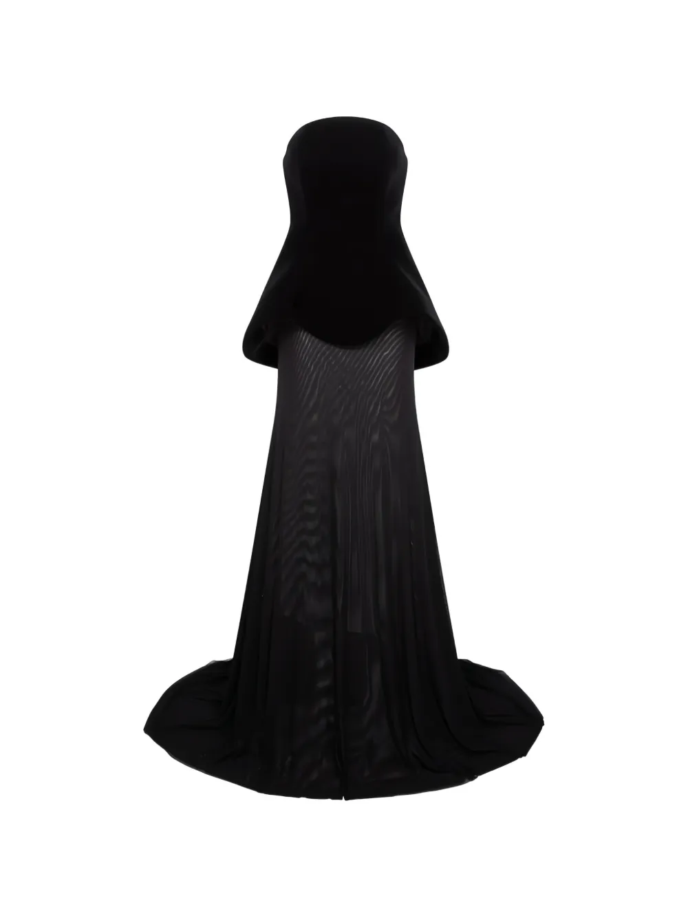 David Koma strapless mesh-skirt maxi dress - Nero