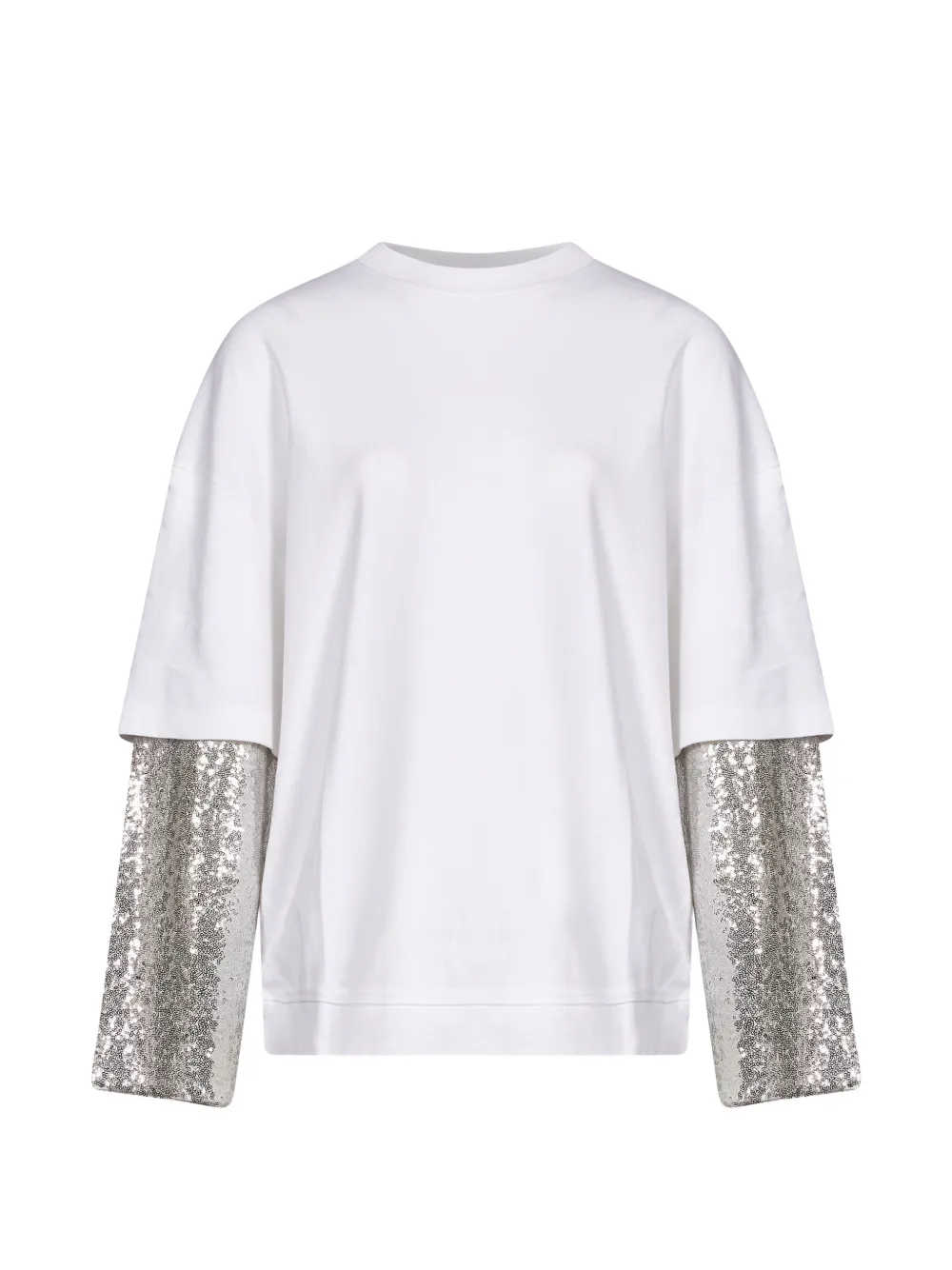 DARKPARK t-shirt à sequins et manches superposées - Blanc
