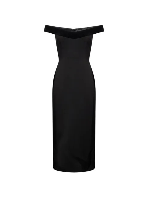 David Koma off-shoulder velvet-trim midi dress