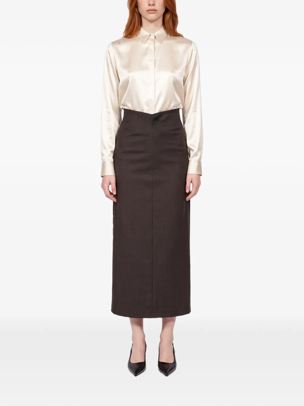 Antonelli Ippolito midi high-waisted gathered-back skirt Bruin