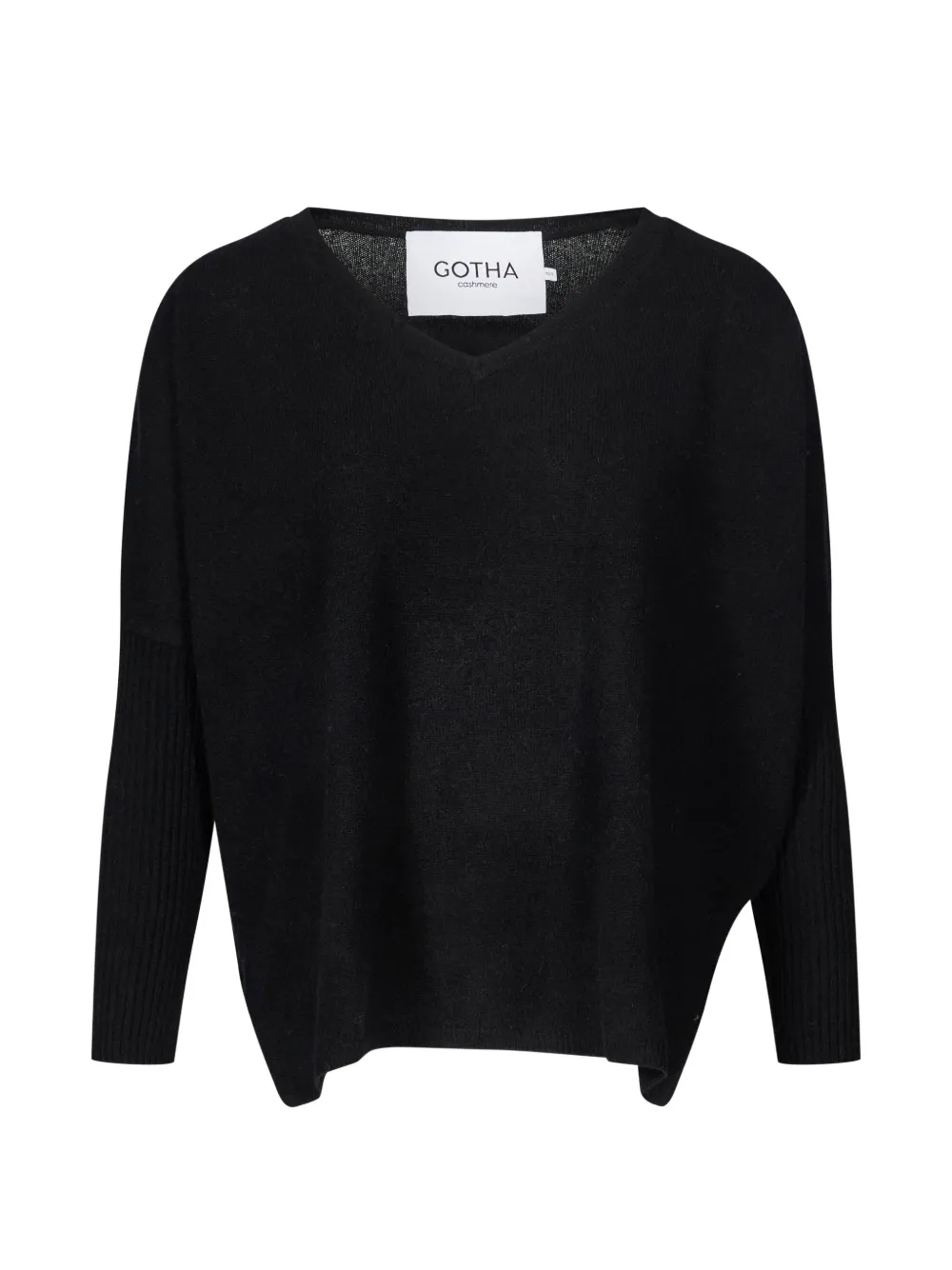 Gotha Faustine V-neck Ribbed-sleeve Sweater In Black