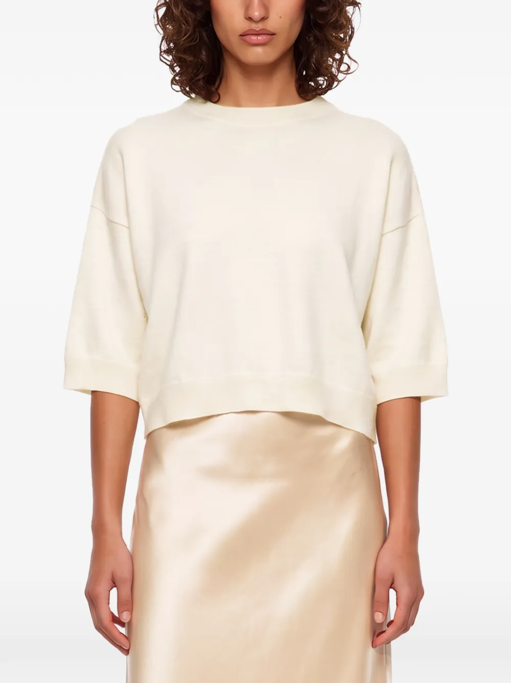Gotha short-sleeve crew-neck sweater Wit
