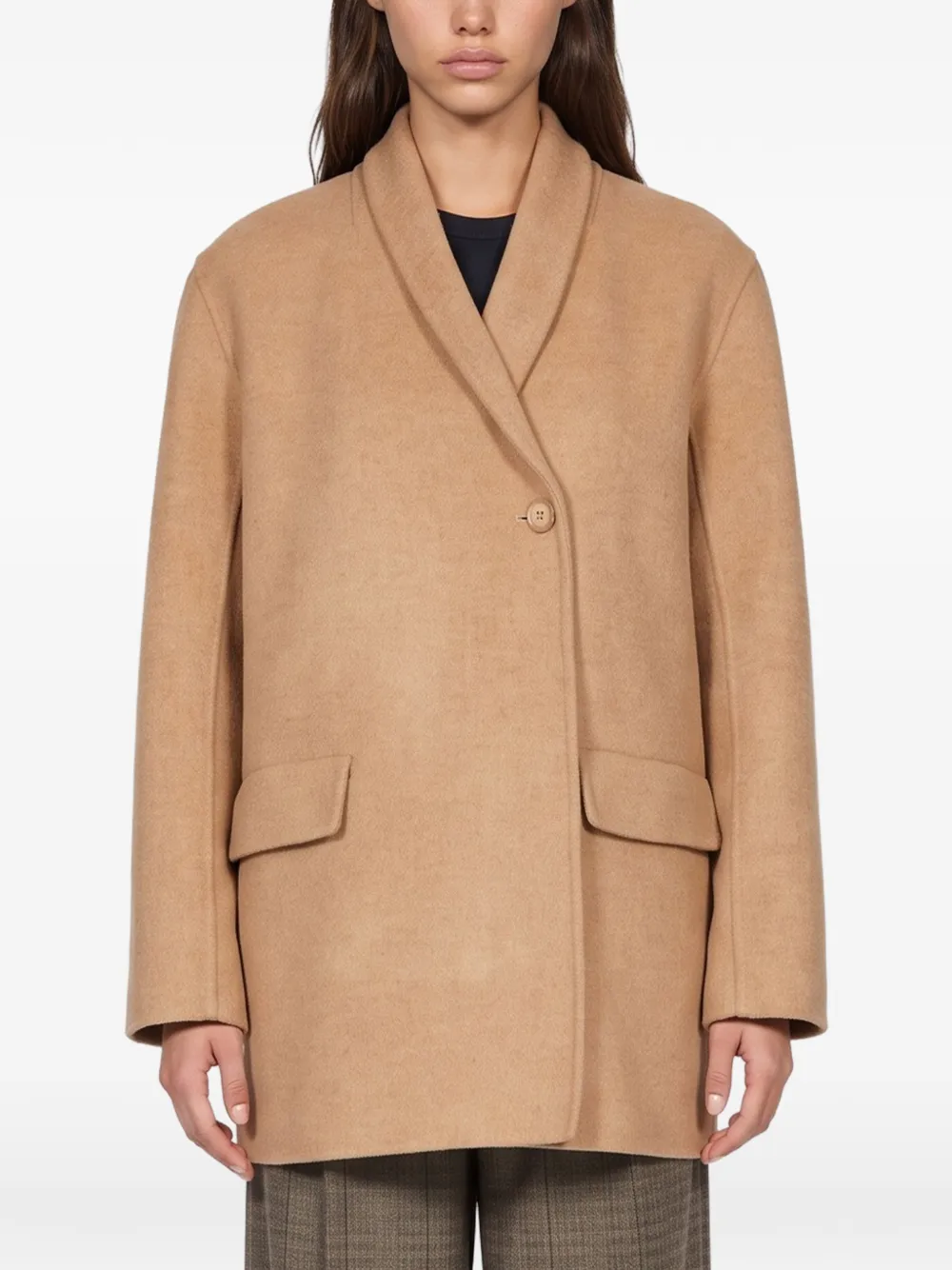 Antonelli shawl-lapel single-breasted coat Beige