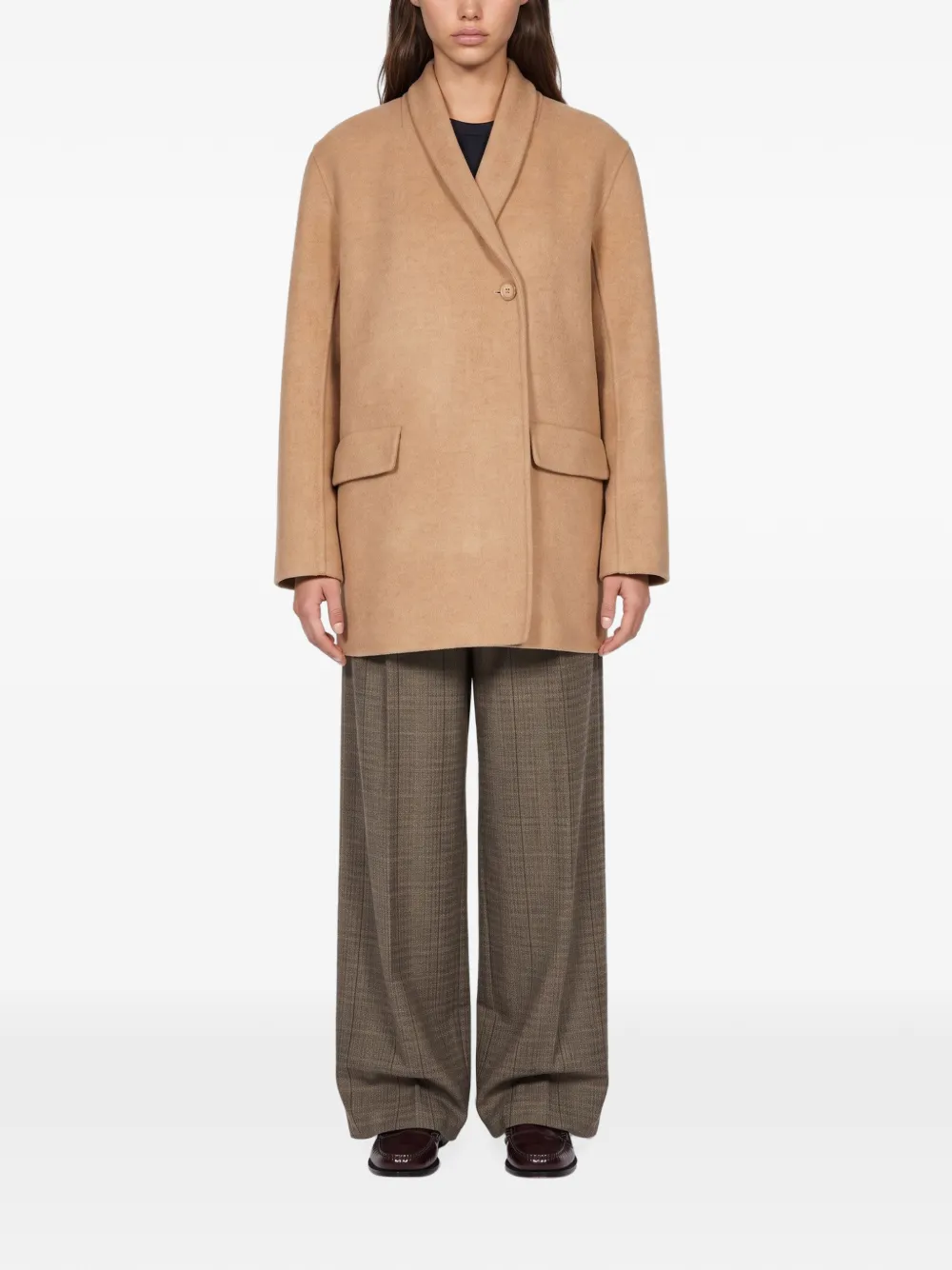 Antonelli shawl-lapel single-breasted coat Beige