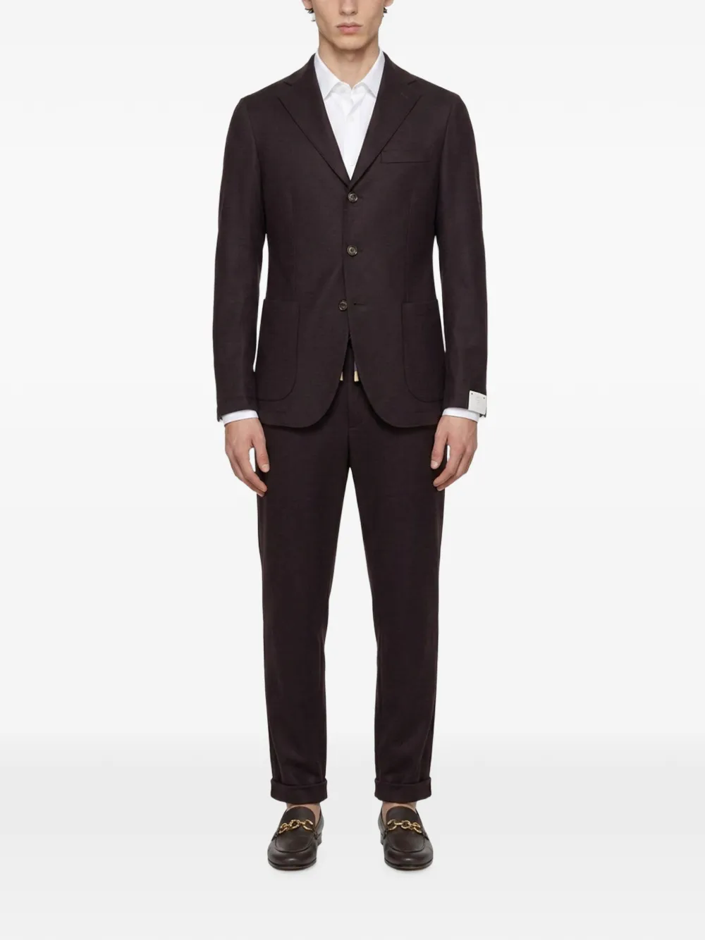Eleventy Blazer met enkele rij knopen en gekerfde revers Bruin