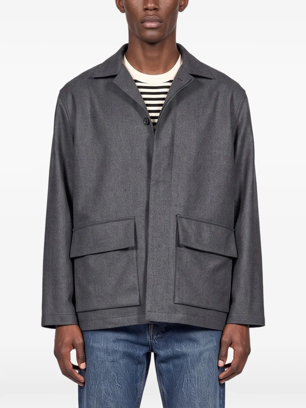 Caruso flap-pocket jacket Grijs