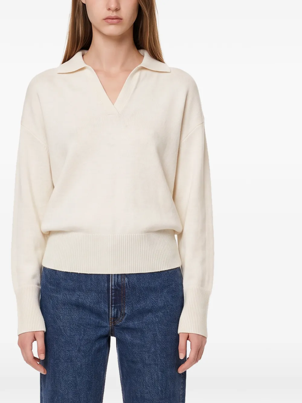 Antonelli Sele polo-collar dropped-shoulder sweater Beige
