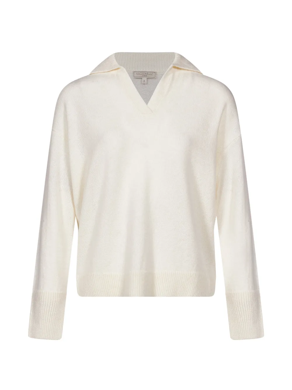 Antonelli Sele polo-collar dropped-shoulder sweater Beige