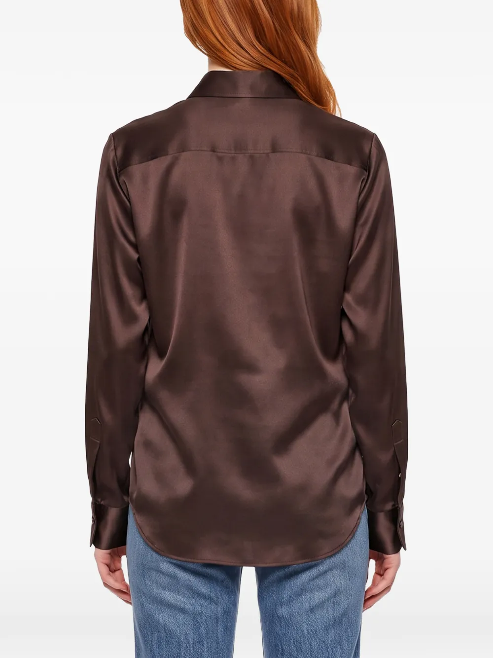 Antonelli satin-finish long-sleeve shirt Bruin