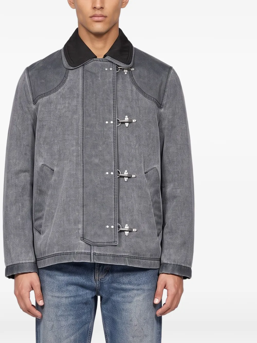 Fay 4 Ganci hook-fastening panelled jacket Blauw
