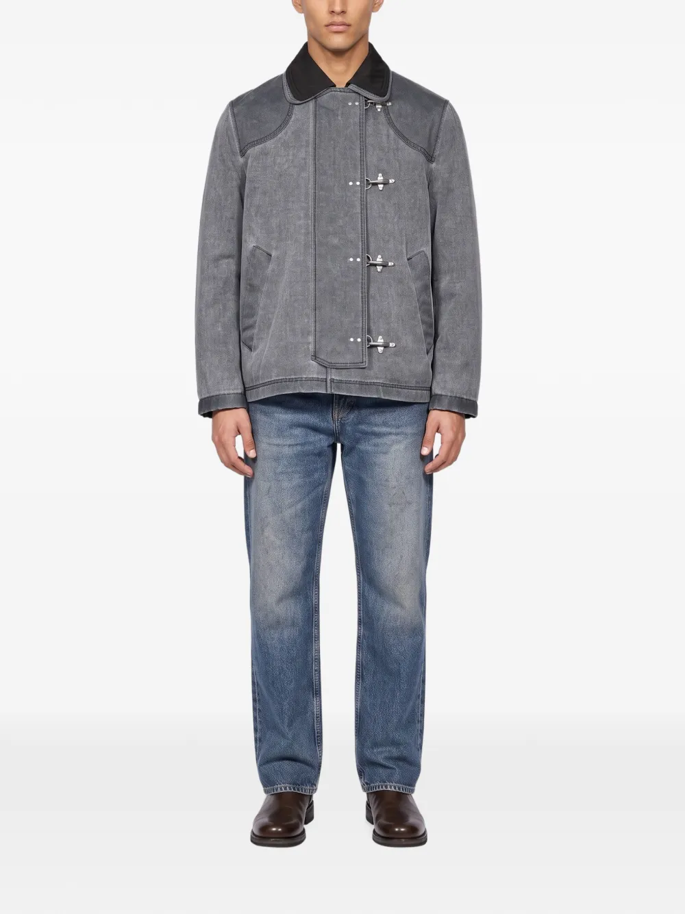 Fay 4 Ganci hook-fastening panelled jacket Blauw