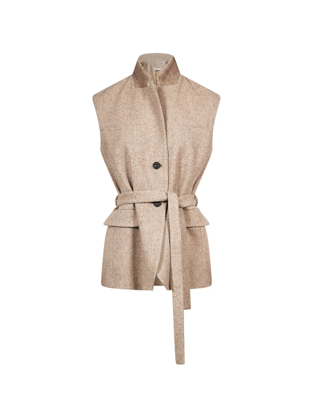 Antonelli belted herringbone vest - Neutrals