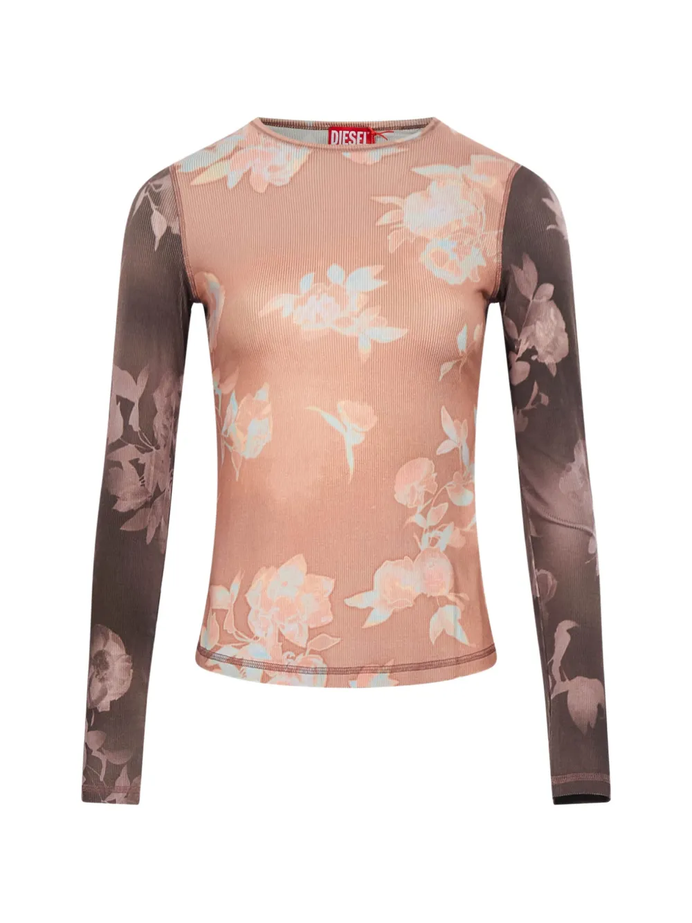 Diesel top in floral-print ribbed jersey