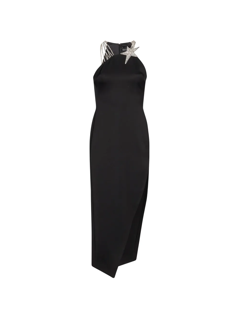 David Koma star-embellished asymmetric-hem midi dress - Nero