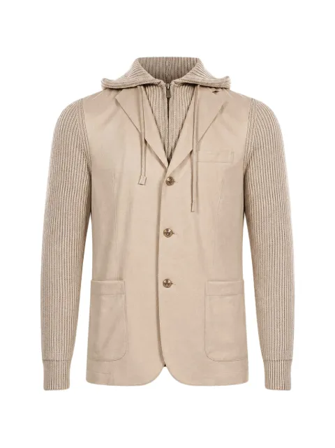 Eleventy ribbed-knit hooded jacket