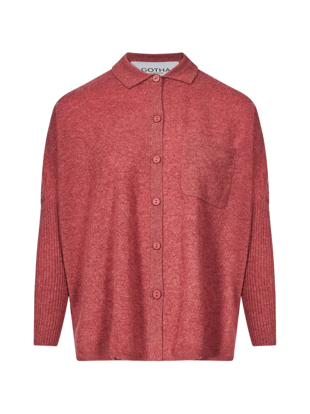 Gotha Andrea Button-up Chest-pocket Sweater In Red