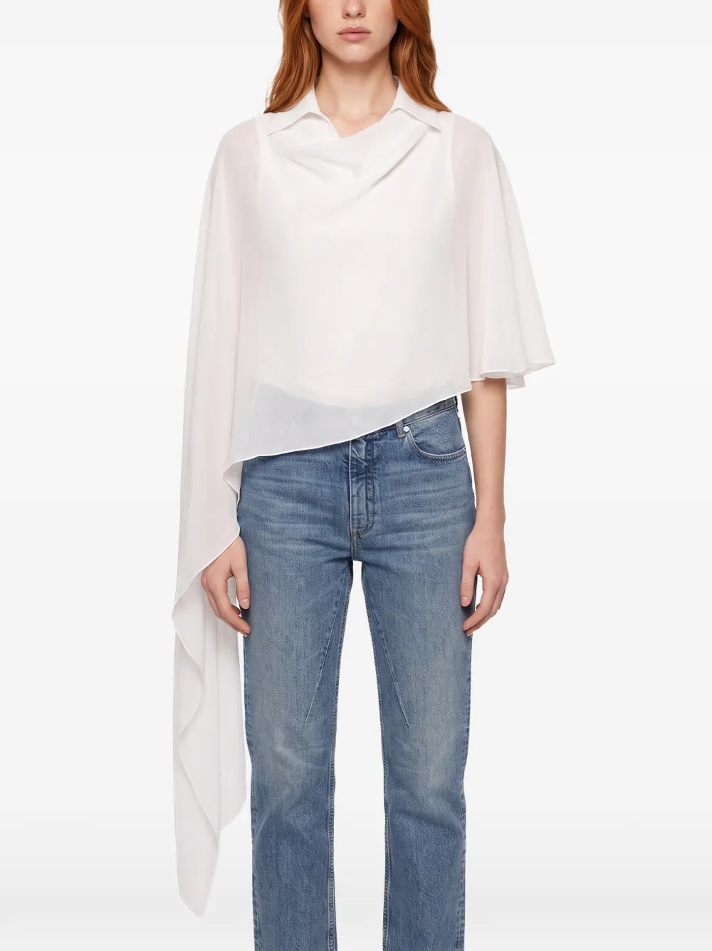 Antonelli asymmetric draped poncho Wit