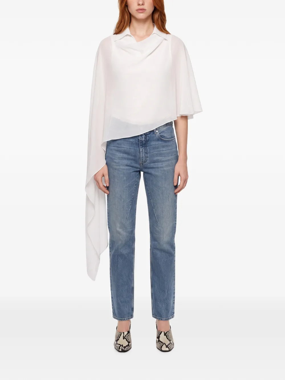Antonelli asymmetric draped poncho Wit