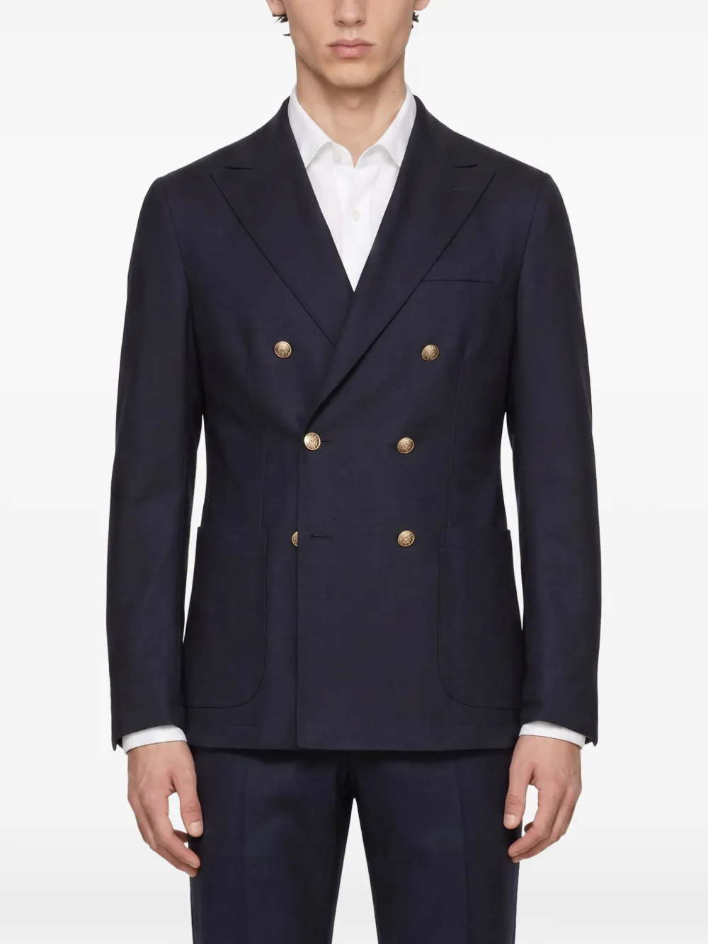 Eleventy Jack met puntige revers en dubbele rij knopen Blauw