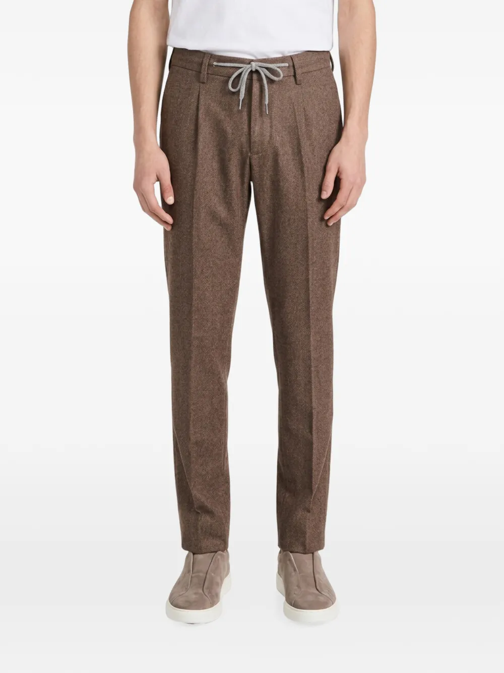 Eleventy Broek met trekkoordtaille Bruin