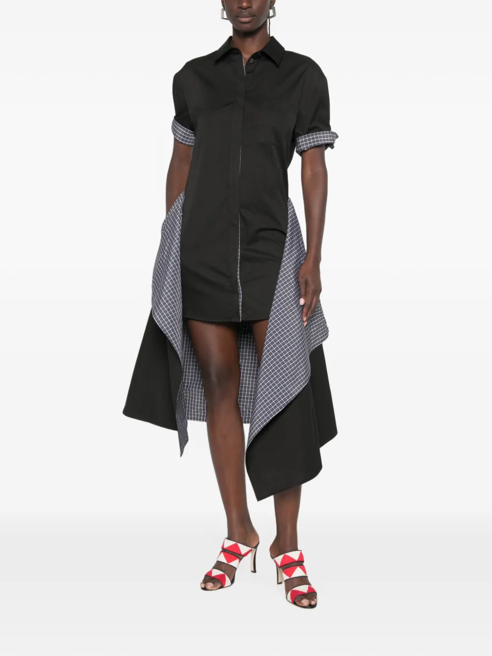 LOEWE Geruite blousejurk met vlakken Zwart