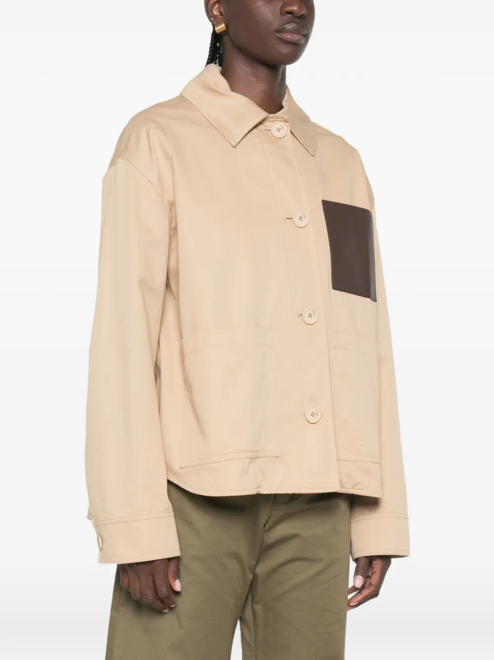  Loewe Leather-patch Drawstring Jacket - Neutro 
