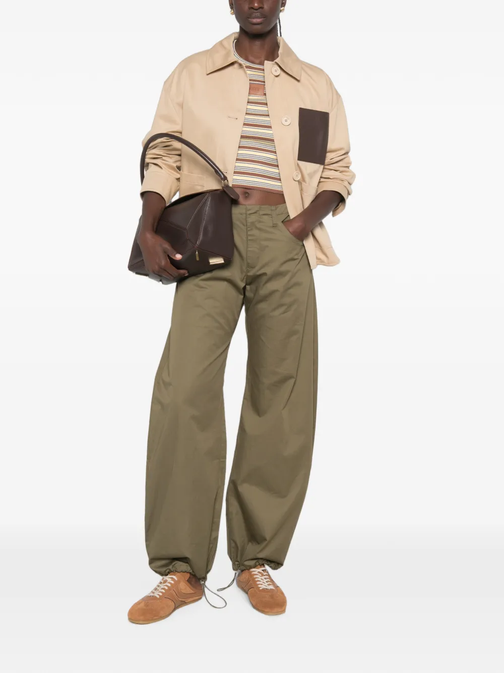  Loewe Leather-patch Drawstring Jacket - Neutro 