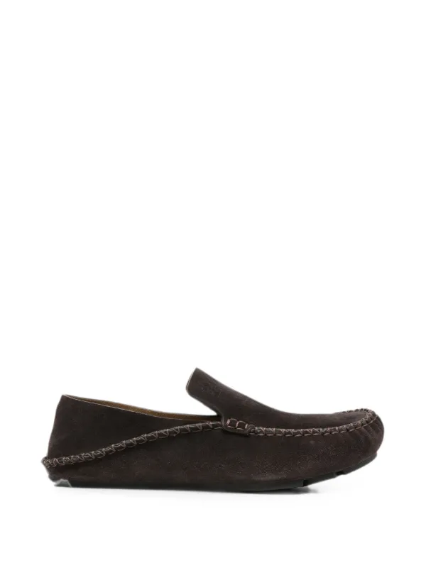 Loewe Rambla Driving Loafers in Suede Calfskin in Brown