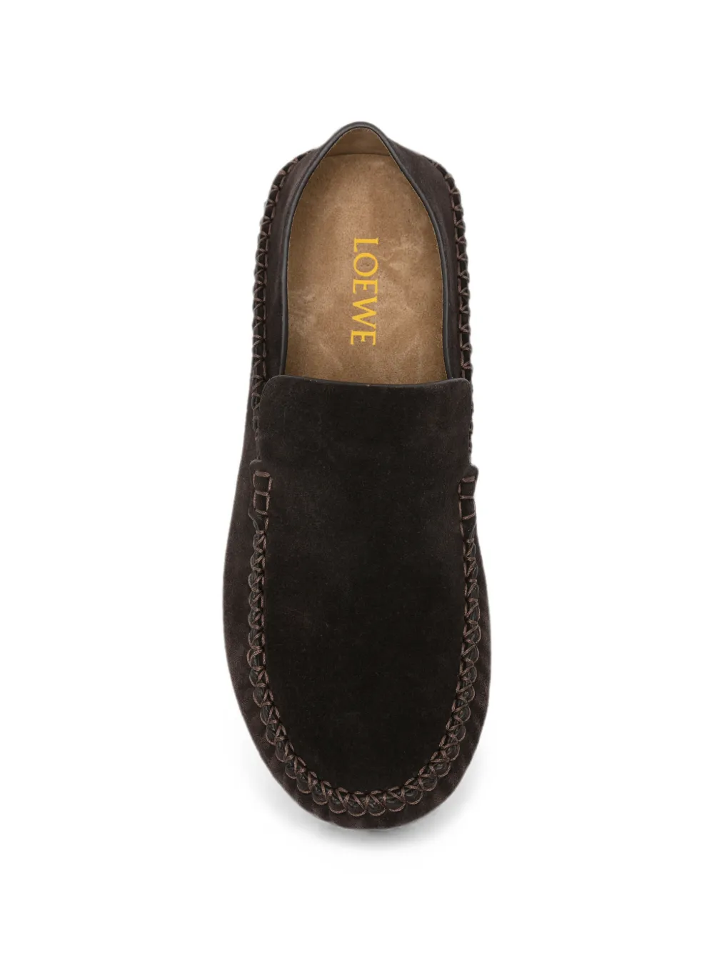 LOEWE whipstitch-trim suede loafers Bruin