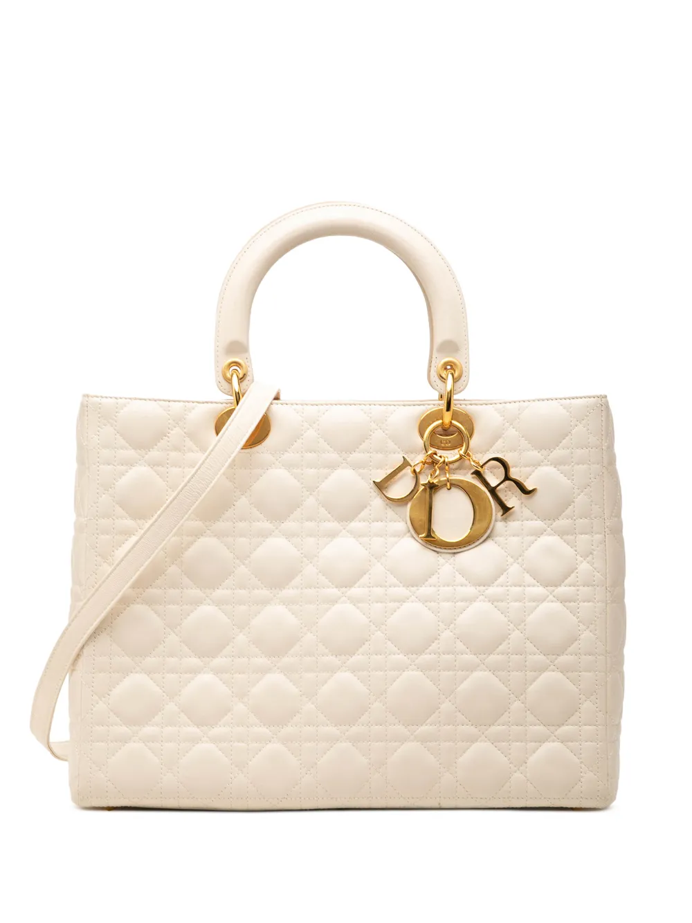 Christian Dior Pre-Owned 2000 Large Lambskin Cannage Lady Dior satchel - Weiß