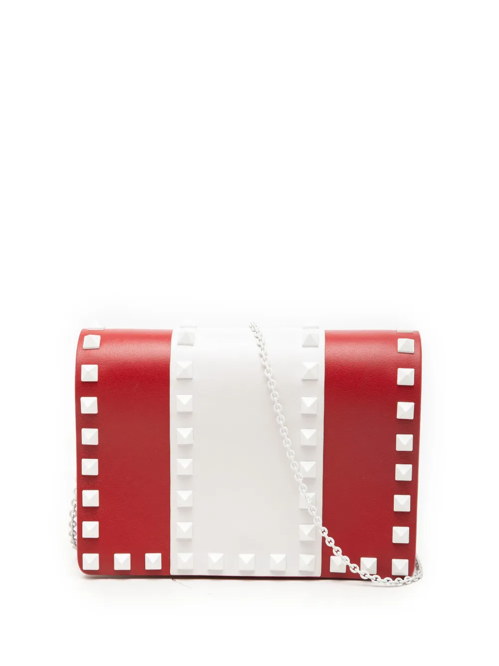 Valentino Garavani Pre-Owned 2000-2017 Leather Colorblock Rockstud Wallet On Chain crossbody bag - Rosso