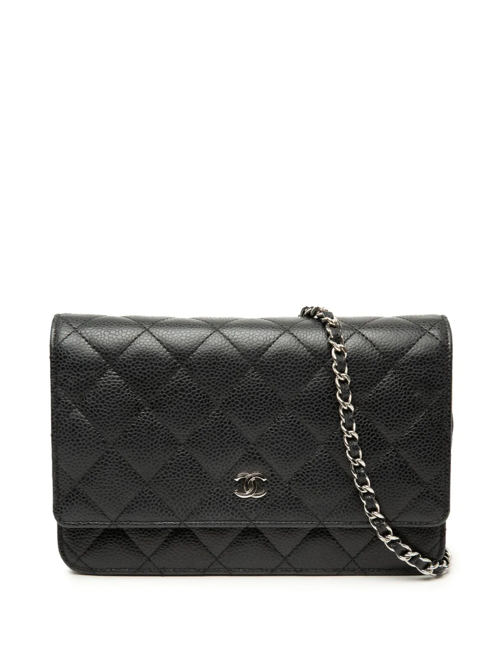 CHANEL Pre-Owned 2018 CC Quilted Caviar Wallet on Chain crossbody bag - Nero